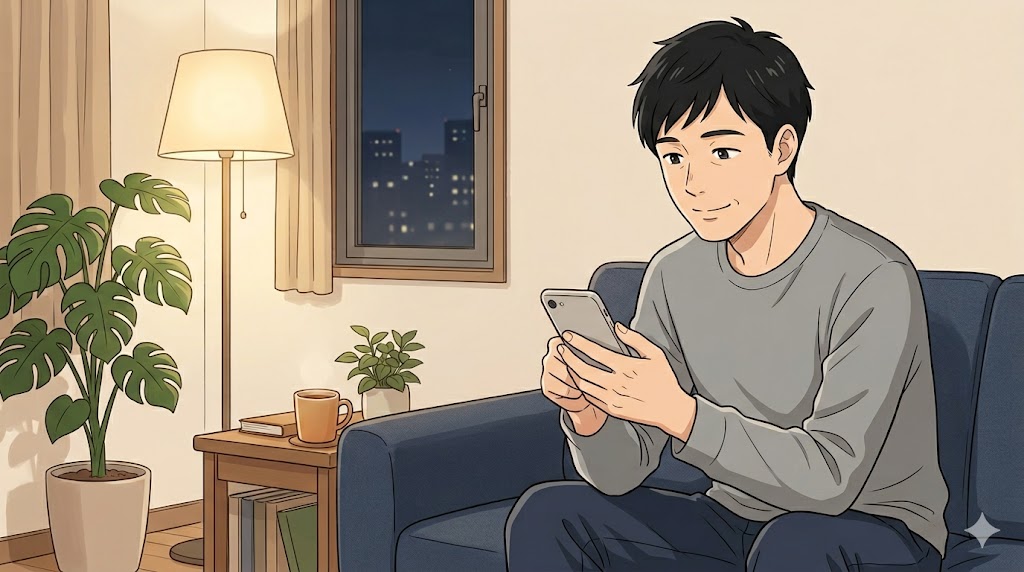 AGA診察前夜にスマホメモへ「6ヶ月は変化なくて普通」と入力する男性