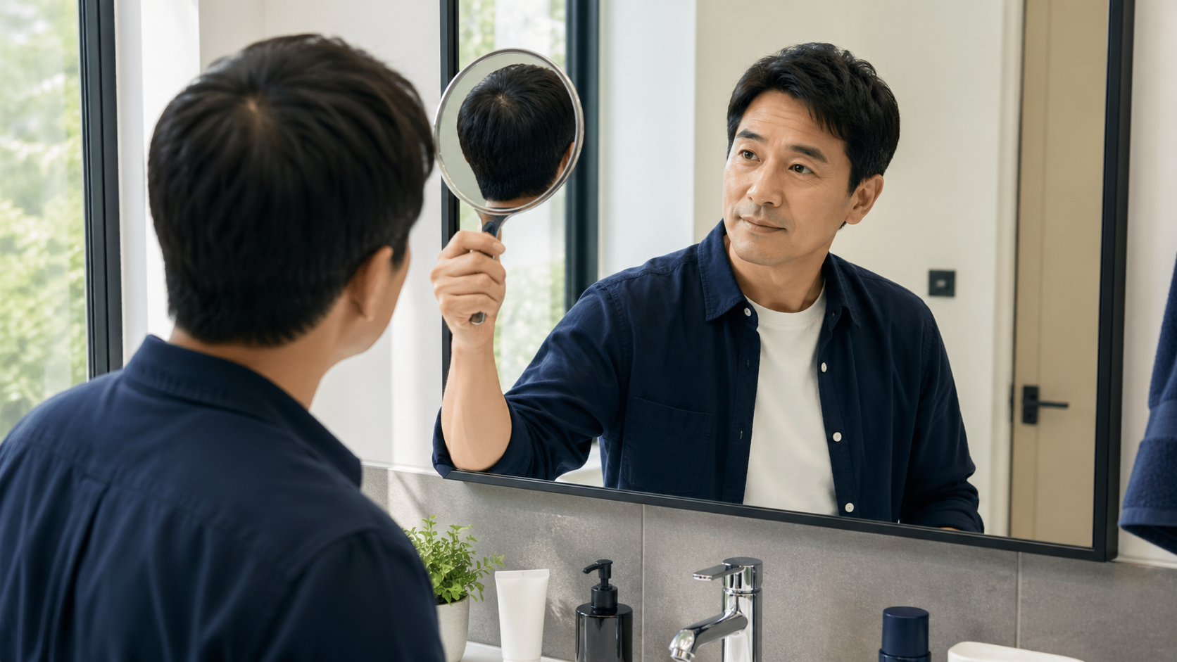 AGA内服薬の効果を写真枕セット合わせ鏡で確認するチェック表