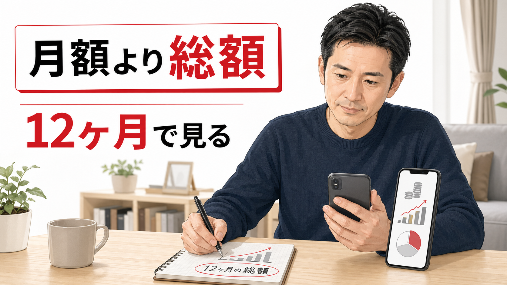 AGA治療の費用総額をスマホで確認する40代男性