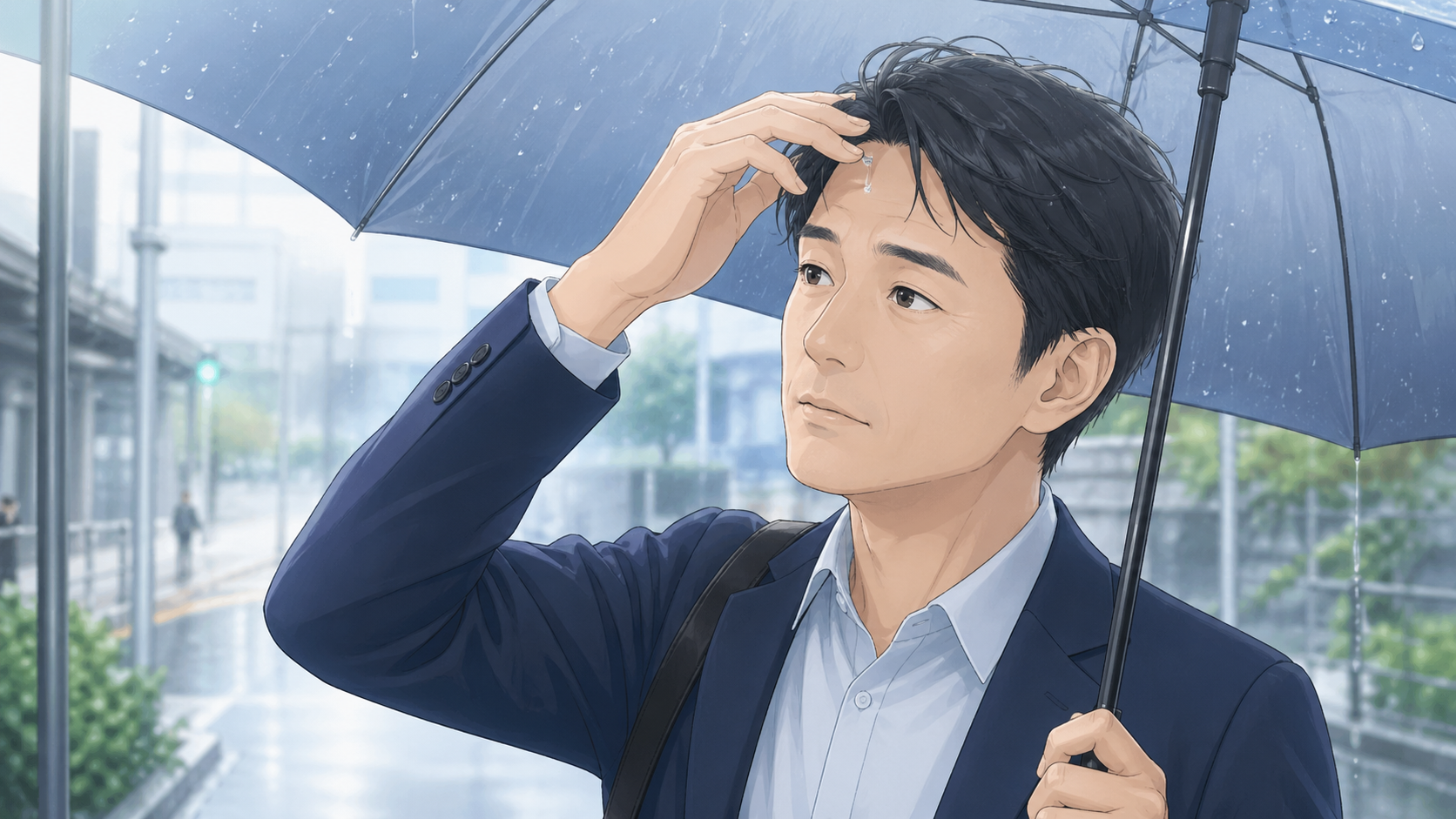 M字生え際後退に雨の日の違和感で気づく男性