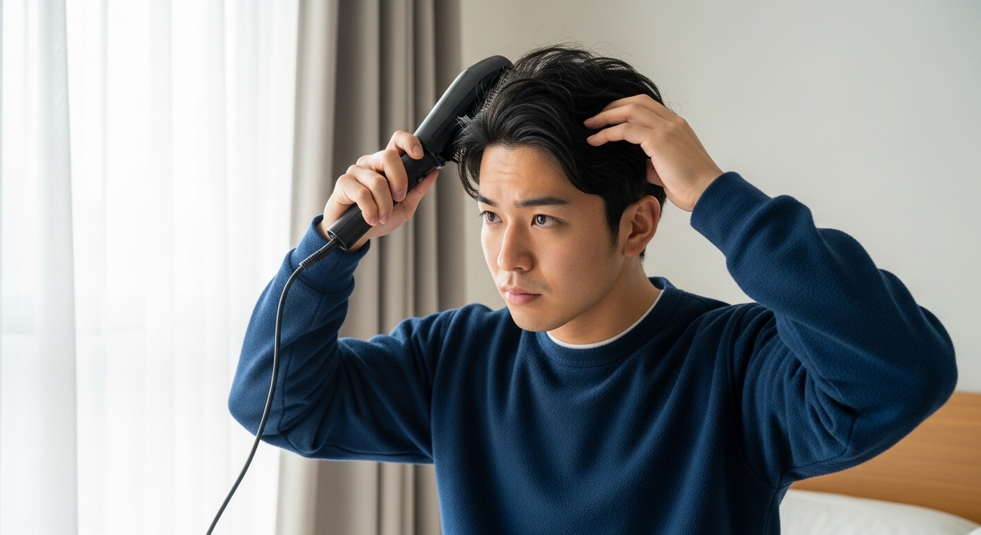 スタイリングでつむじを隠す方法は？結論は「ドライヤーで割れを作らない→質感固定」