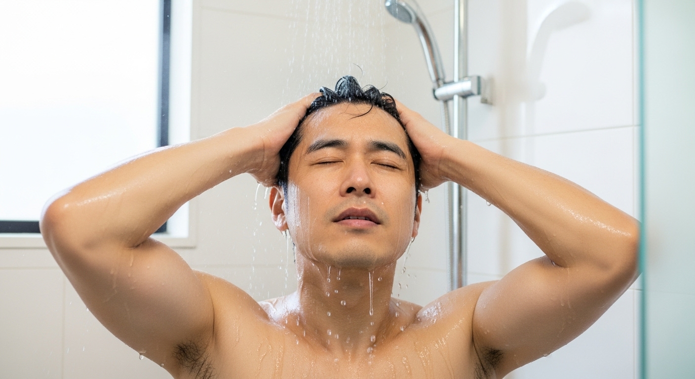 整髪料の落とし方：つけたまま寝る前に落とす手順