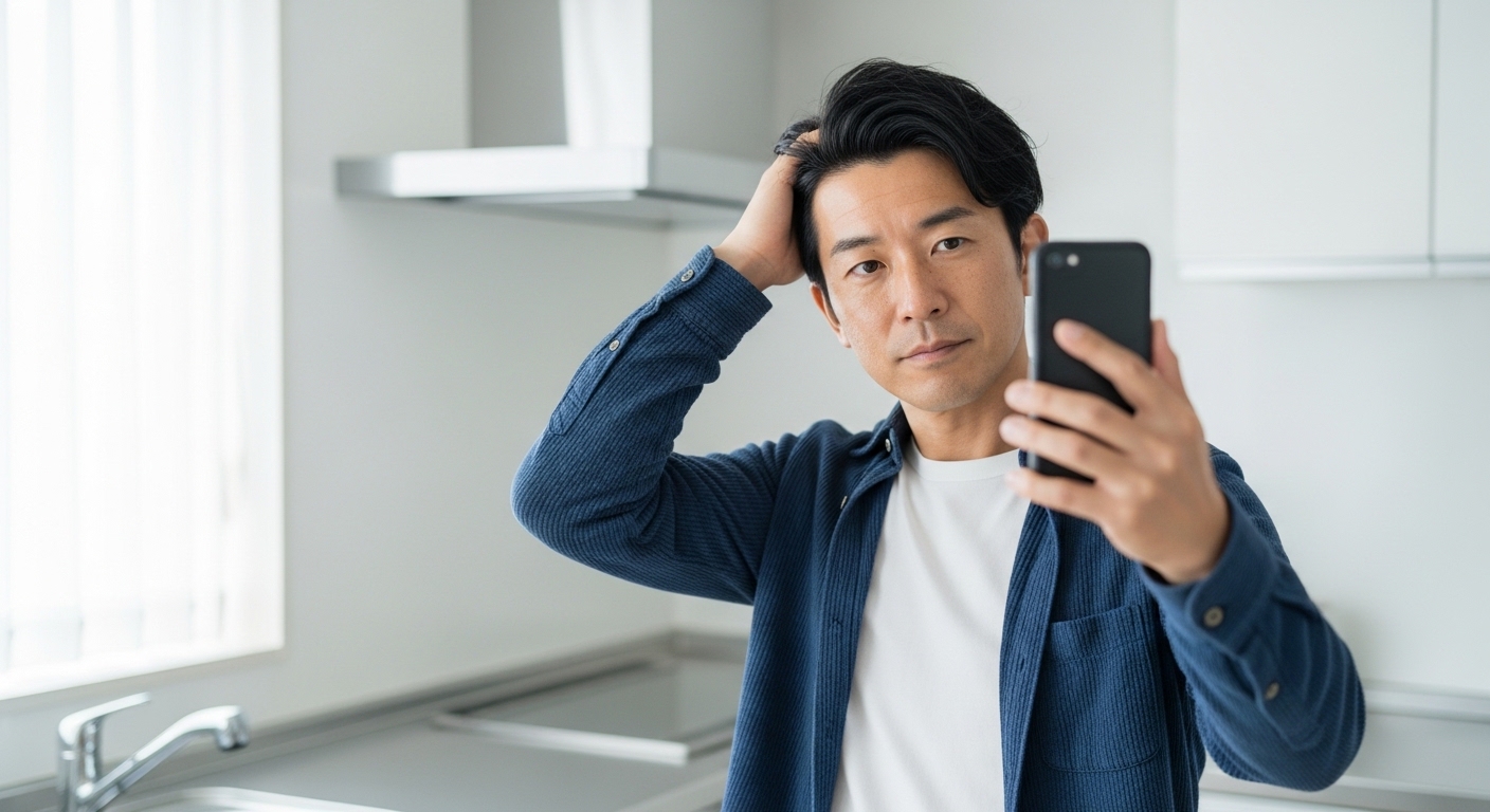 自撮りでつむじが薄く見える角度は？まず結論