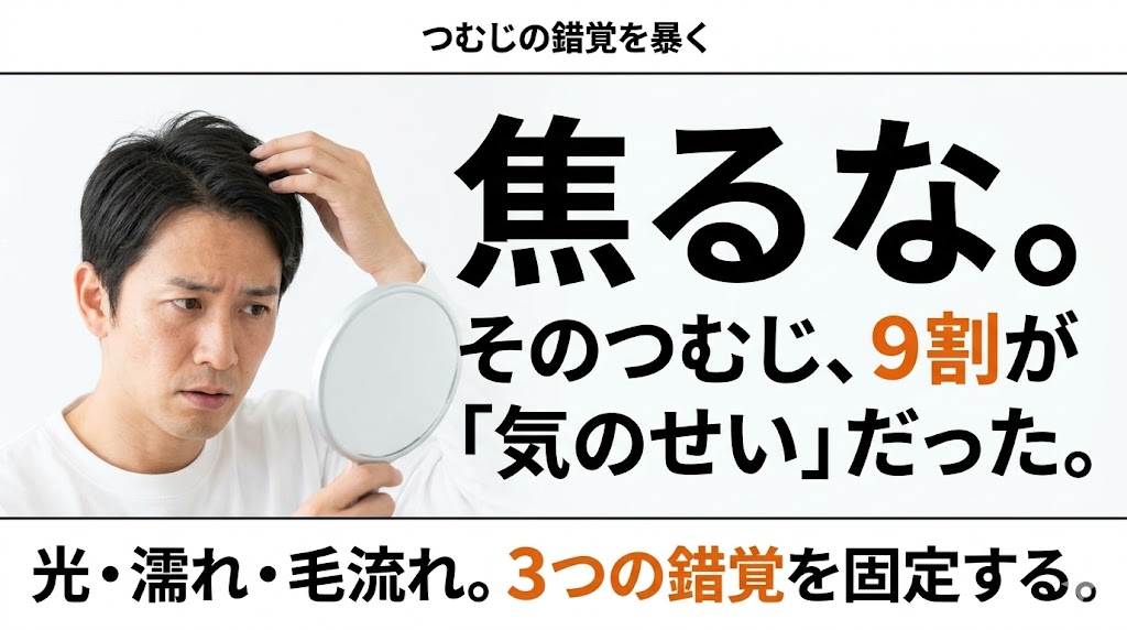 つむじ割れとつむじハゲの違い｜光・濡れ・毛流れで誤判定しない3つの確認術