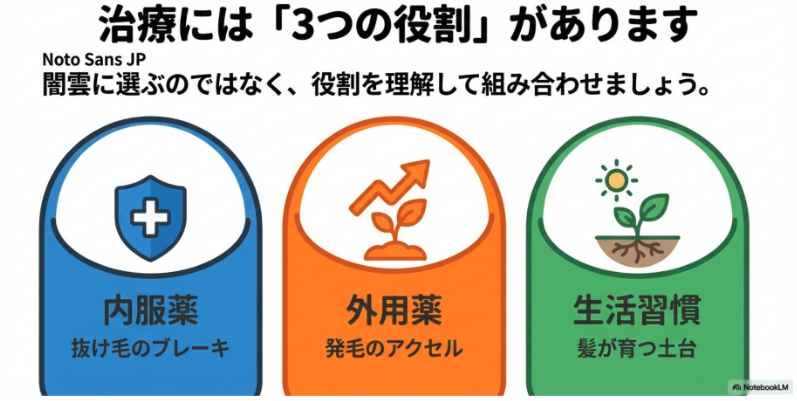 選択肢を役割で整理：内服・外用・その他