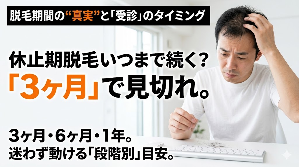 休止期脱毛はいつまで続く？3ヶ月の見切り目安と6ヶ月超で疑う受診サイン