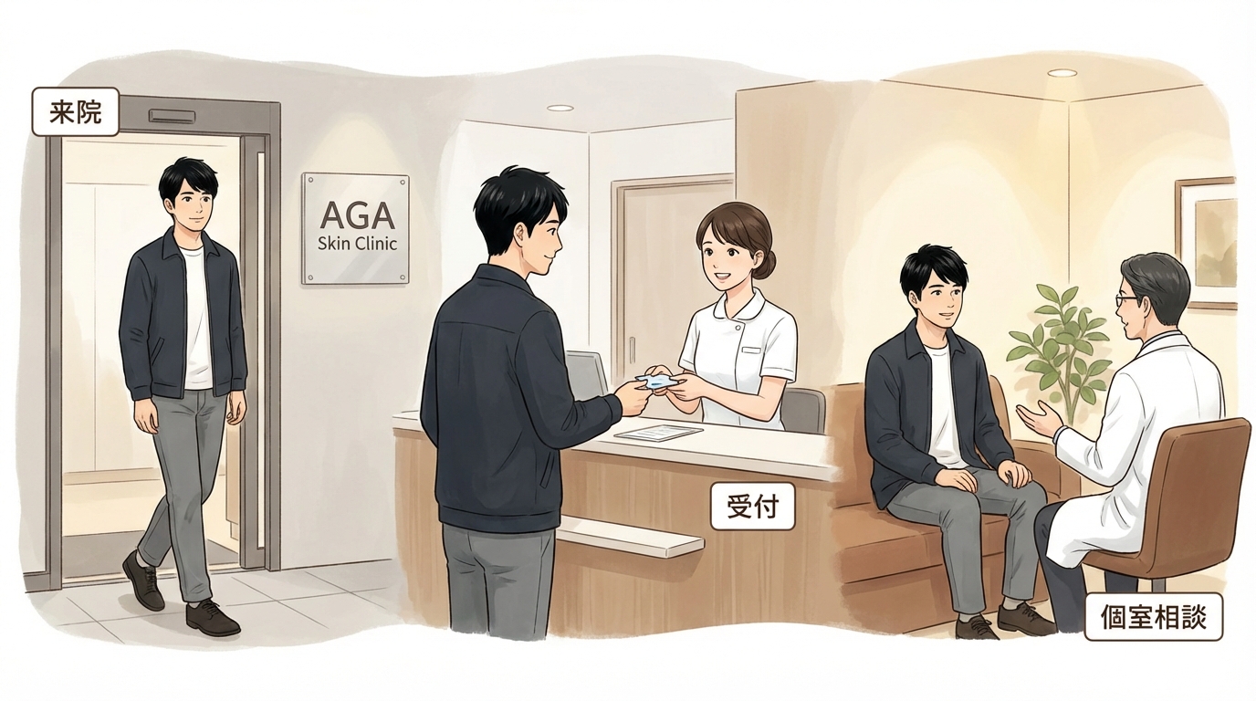 AGAスキンクリニックはどう?対面診療の特徴と料金を整理 7 Japanese man arriving at clinic b73bddb8c5