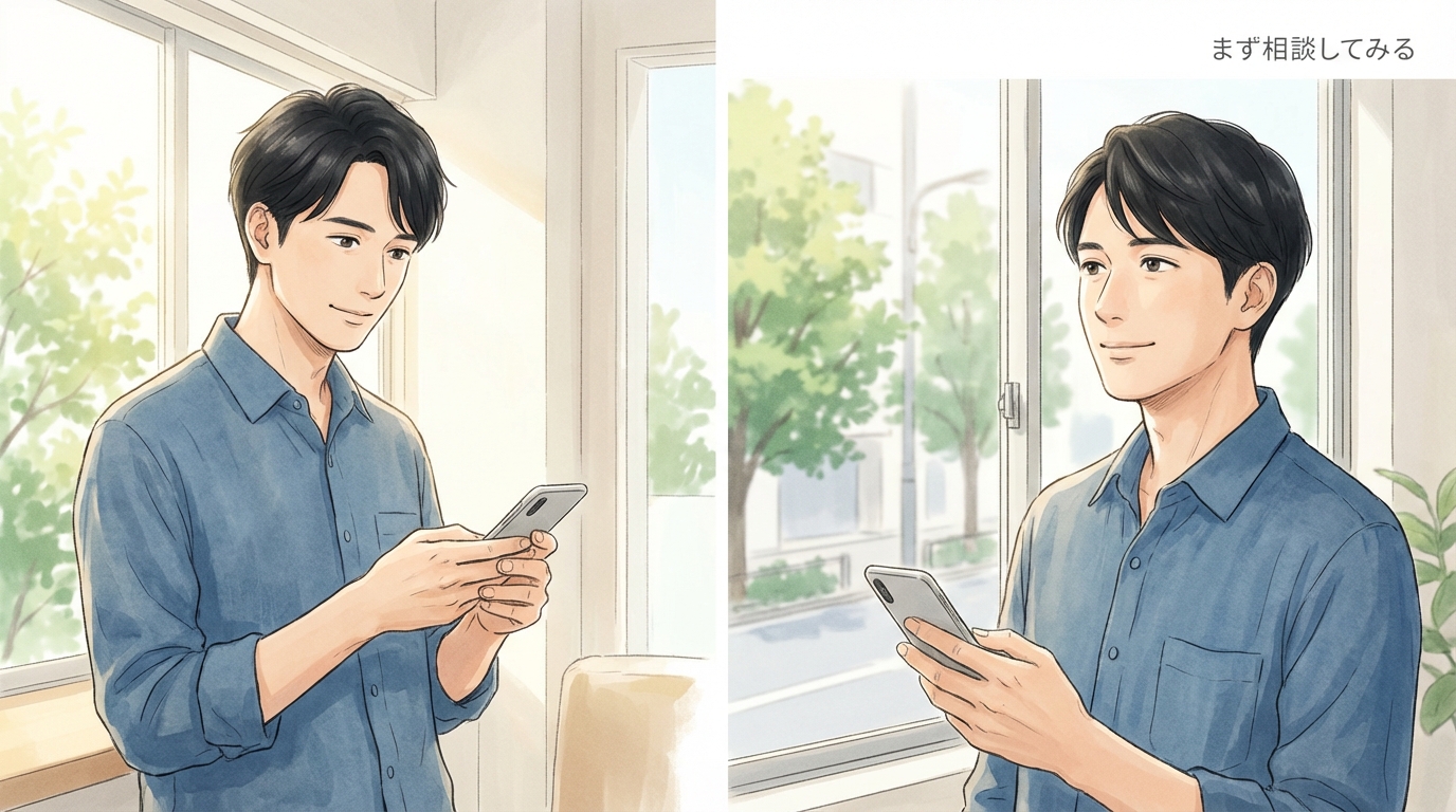 レバクリのAGA治療はどう?特徴・料金・口コミを整理 11 Man holding smartphone by window 65b0695c0b