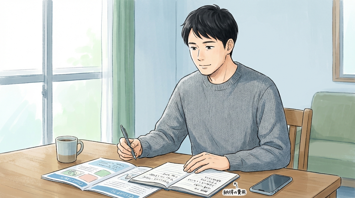 AGAスキンクリニックはどう?対面診療の特徴と料金を整理 9 Man thinking about treatment cost 08aece95ce