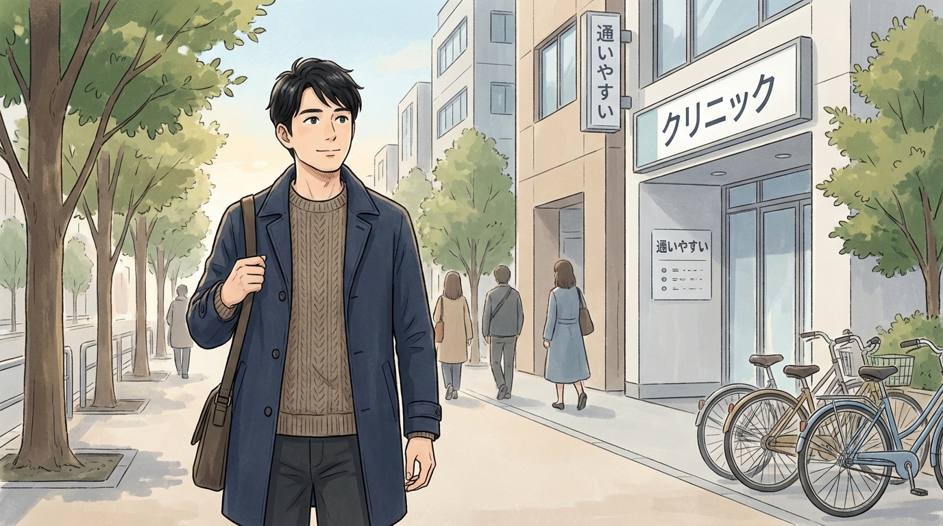 AGAスキンクリニックはどう?対面診療の特徴と料金を整理 10 Man walking to clinic ff55d09f8f