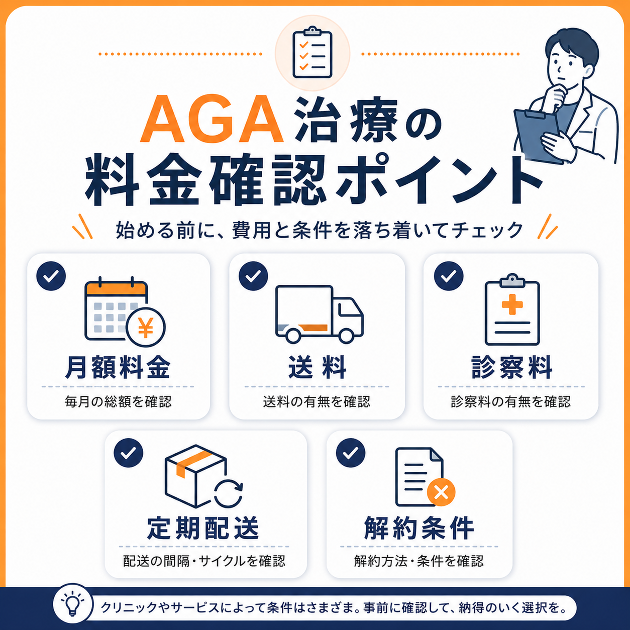 AGA治療前に確認したい料金と追加費用のポイント