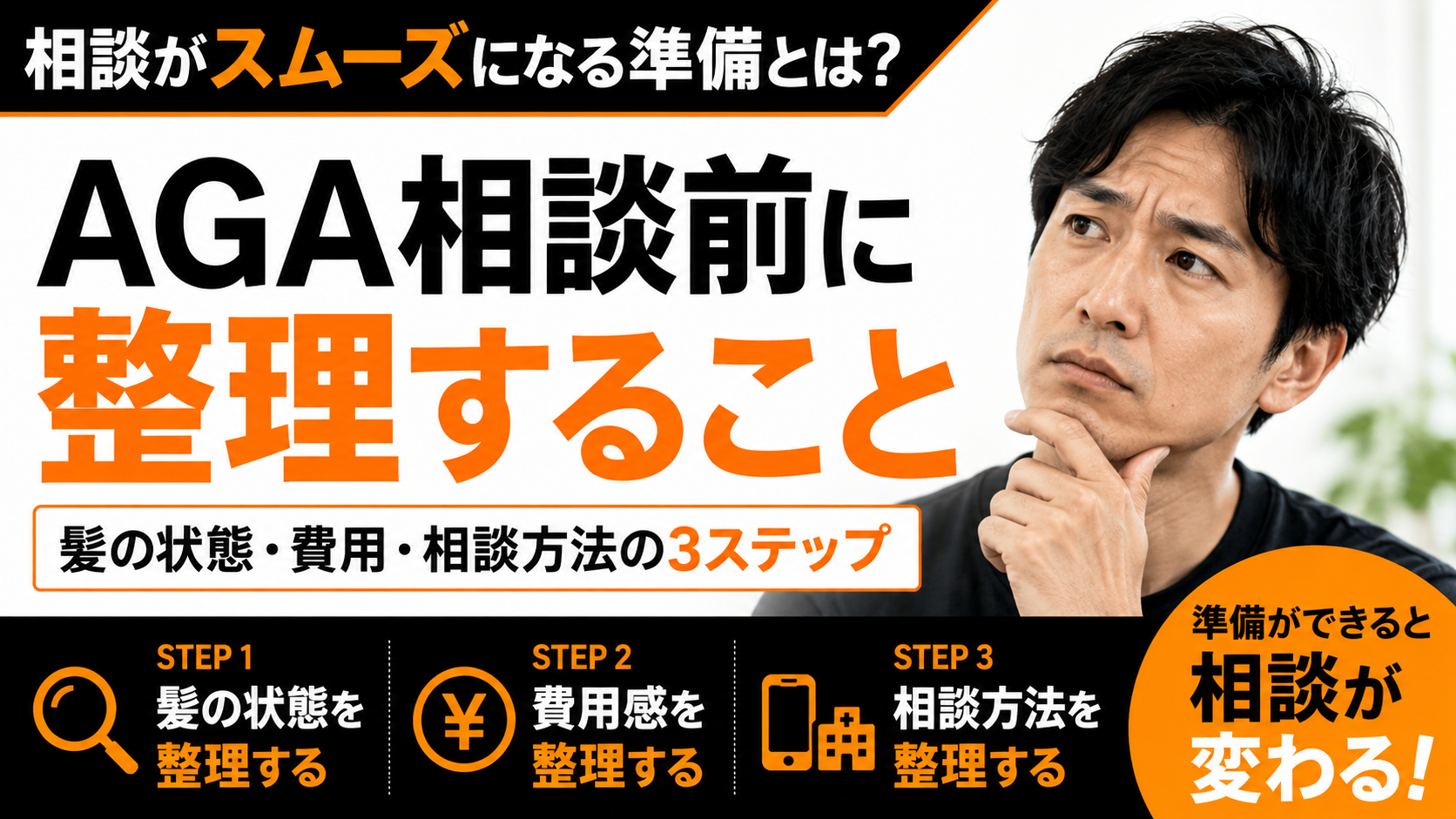 AGAクリニックに相談する前に整理すること｜髪の状態・費用・相談方法の3ステップ