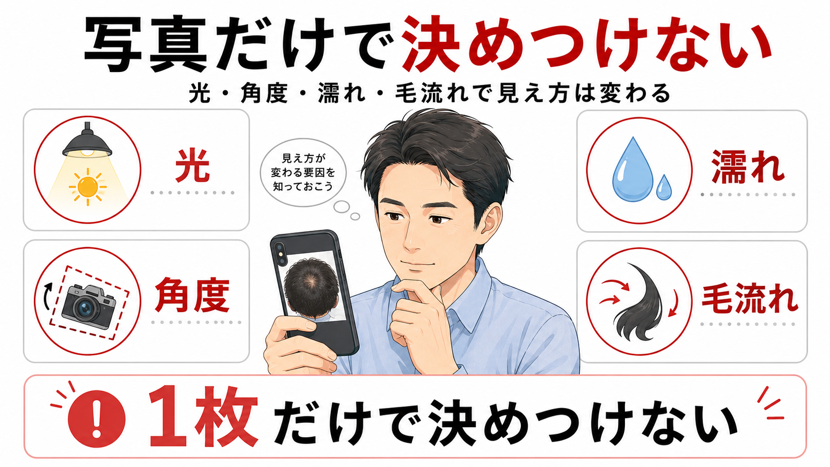 写真だけでは薄毛やAGAを判断しにくい理由