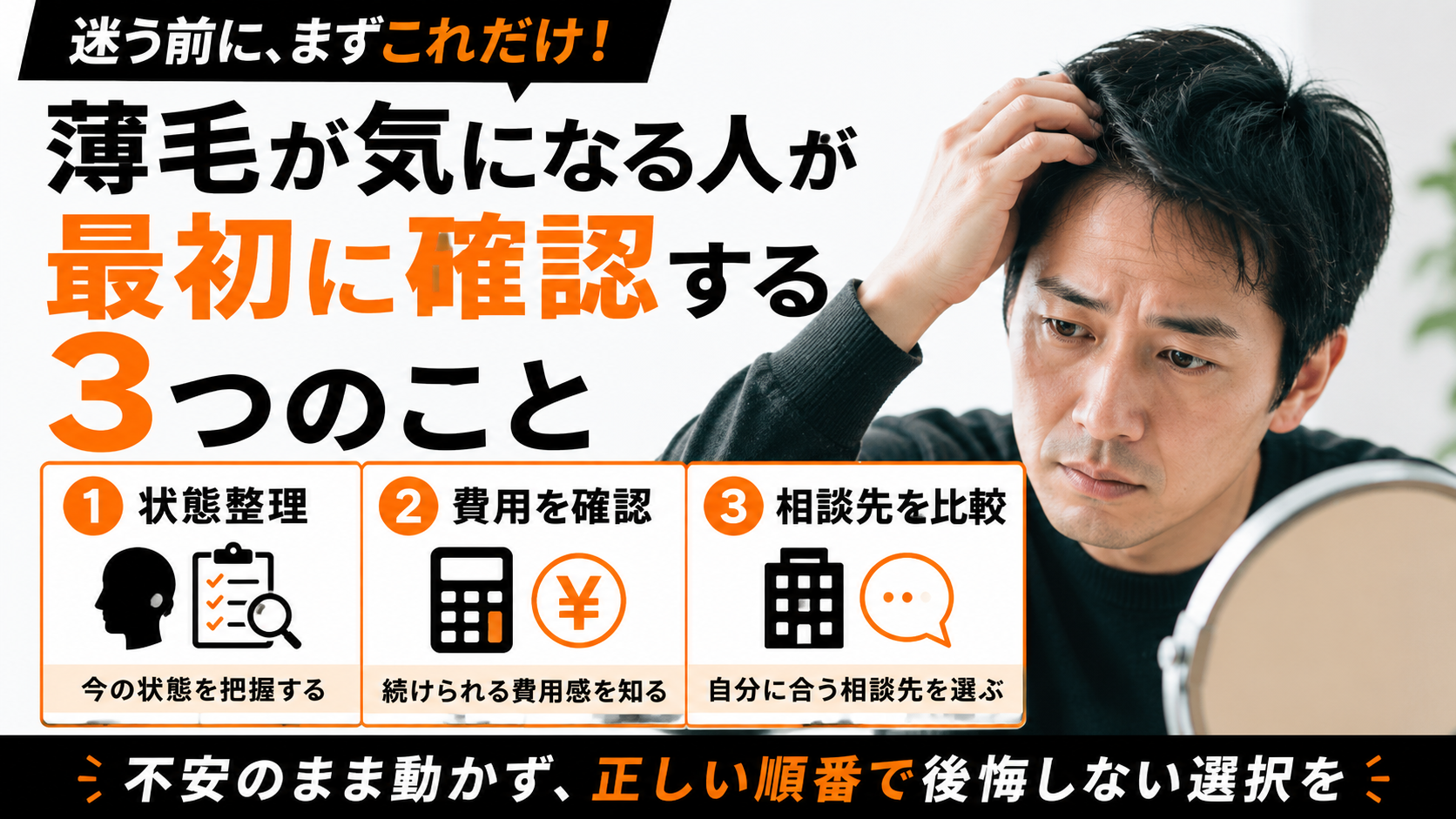 薄毛が気になる人が最初に確認する3つのこと｜状態整理・費用・相談先